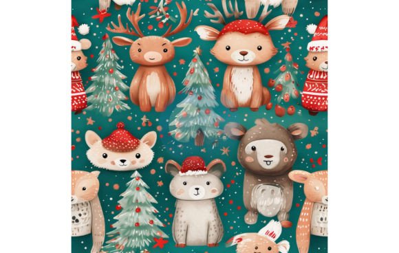 Download Cute Christmas Animals Digital Paper 256 - Premium Bundle