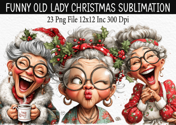 Download Funny Old Lady Christmas Sublimation - Funny Collection