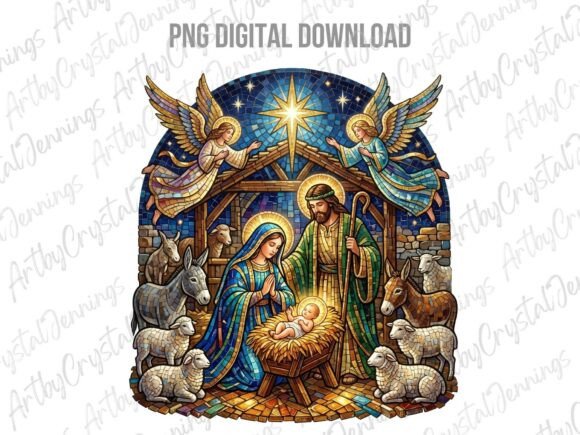 Download Stained Glass Nativity Christmas PNG - Premium Resources