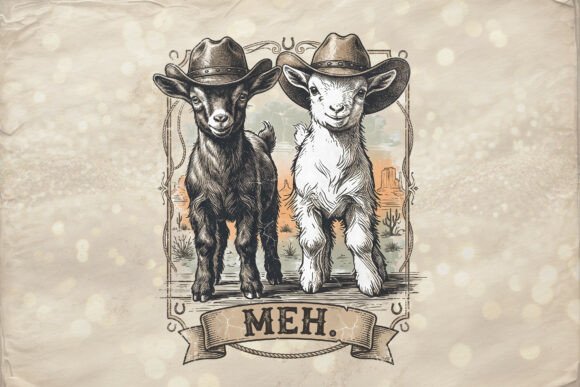Download Funny Vintage Western Cowboy Goats PNG - Funny Collection