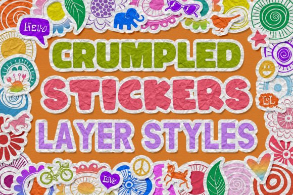 Download Crumpled Stickers Photoshop Layer Styles - Crumpled Collection