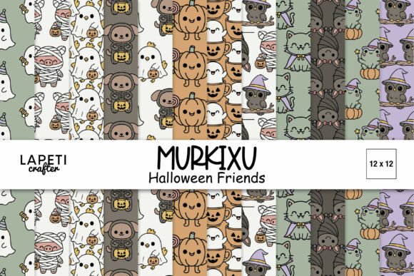 Download Cute Halloween Animals Digital Paper Set - Premium Resources
