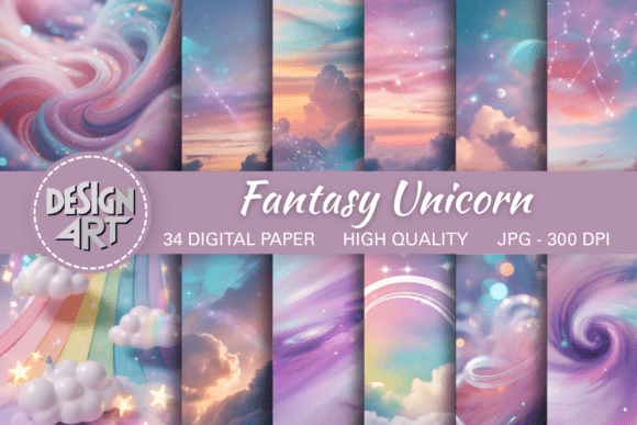 Download Fantasy Unicorn Background Digital Paper - Unicorn background Collection