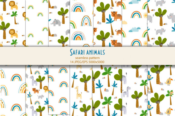 Download Safari Cute Animals Digital Paper Pack - Cute animals digital paper Collection
