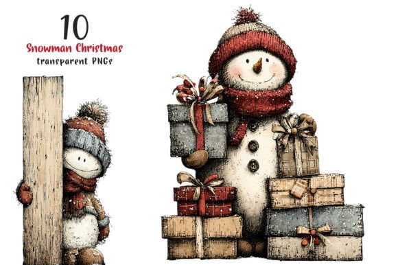 Download Whimsical Peeking Snowman Christmas PNG - Premium Resources