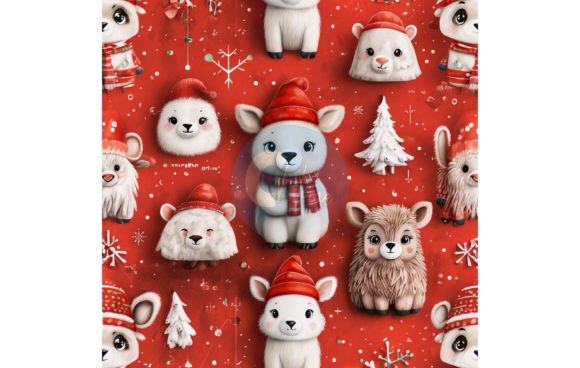Download Cute Christmas Animals Digital Paper 250 - Premium Bundle