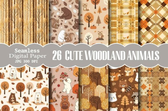 Download Cute Woodland Animals Digital Paper - Premium Resources