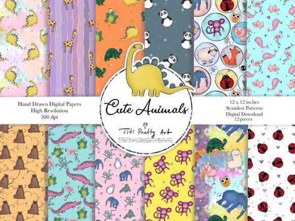 Download Cute Animals Digital Paper, Kids Pattern - Cute animals digital paper Collection